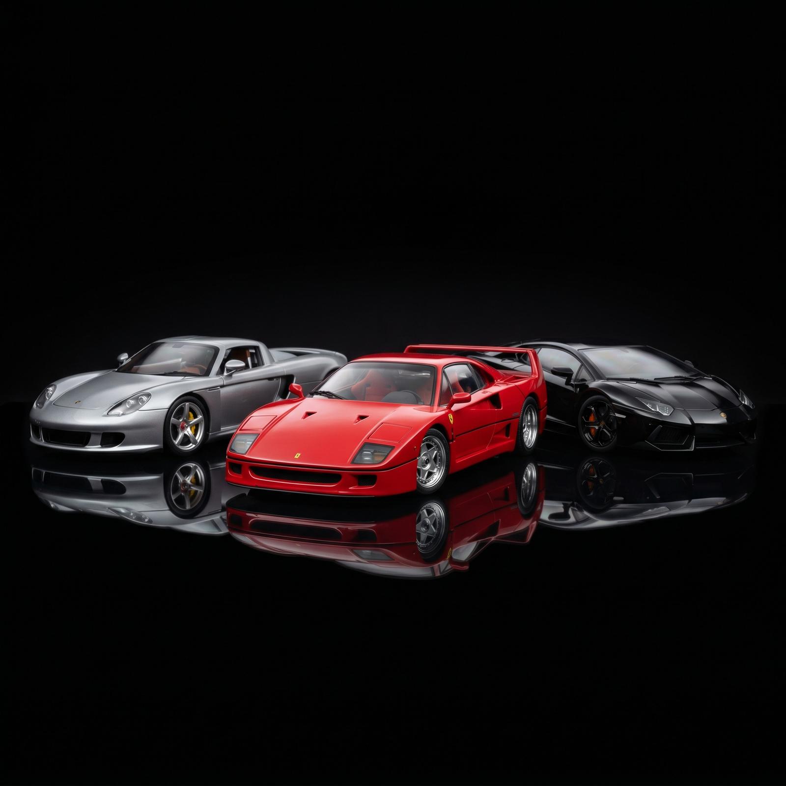 New diecast model cars — Porsche, Lamborghini and Ferrari scale models in 1:18