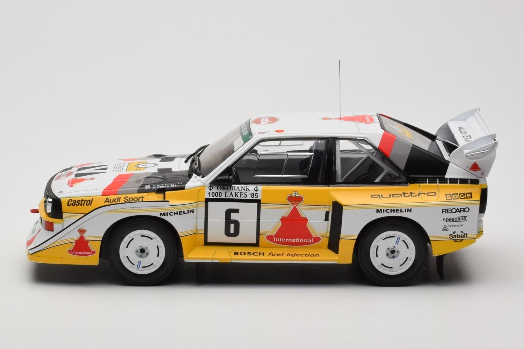 Audi Sport Quattro S1 E2 #6 H. Mikkola / A. Hertz Rally 1000 Lakes 1985 IXO 1:18 18RMC161B Diecast — photo 3 of 6