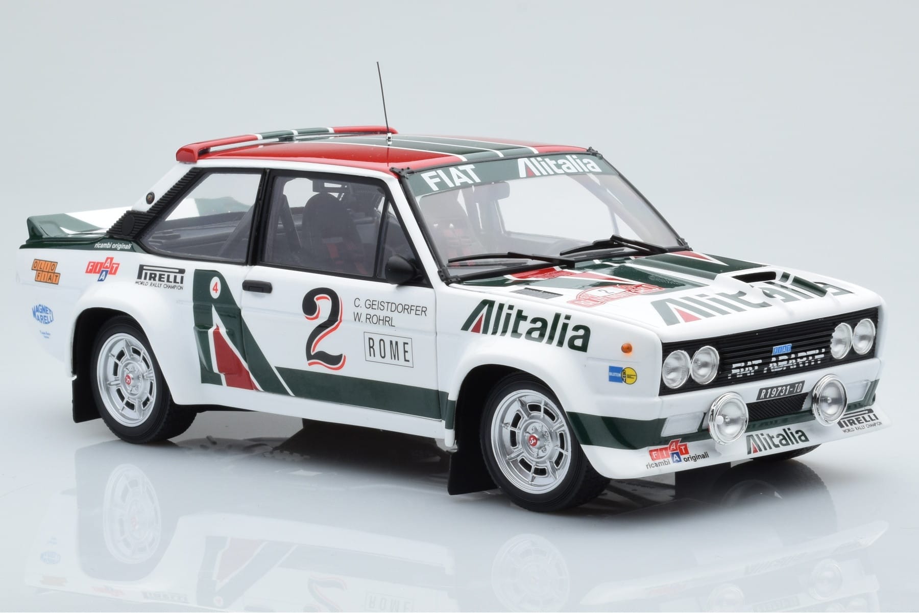 Fiat 131 Abarth Alitalia #2 W. Röhrl / C. Geistdörfer Rally Monte Carlo 1978 Kyosho 1:18 08376G Diecast — photo 6 of 10