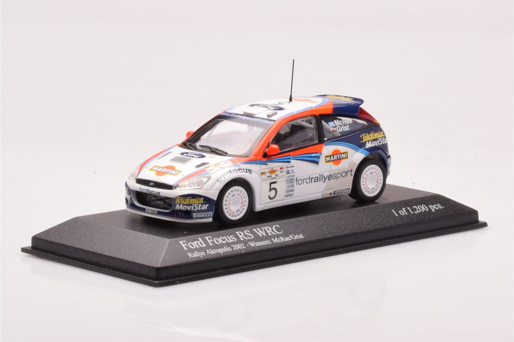 Ford Focus RS WRC #5 C. McRae / N. Grist Rally Acropolis Winner 2002 Minichamps 1:43 430028905 Diecast — photo 2 of 4