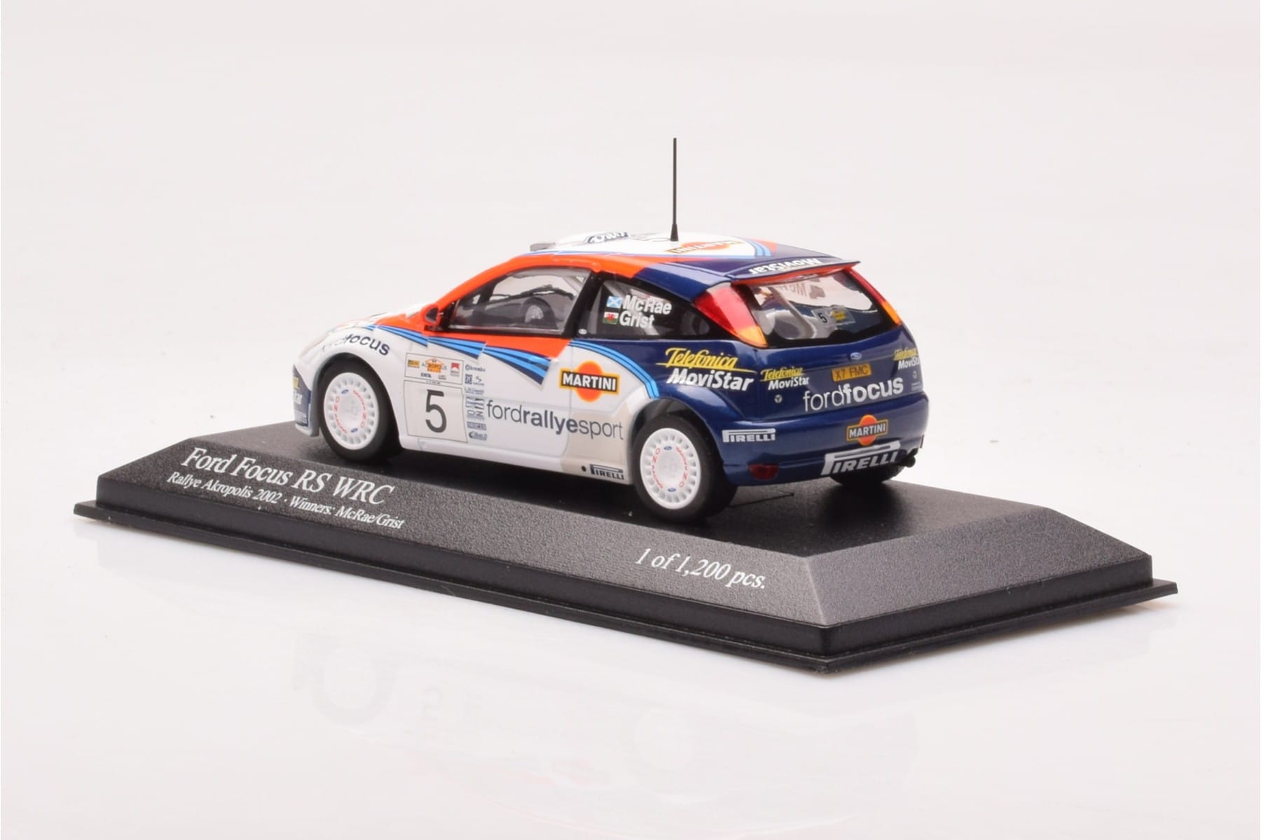 Ford Focus RS WRC #5 C. McRae / N. Grist Rally Acropolis Winner 2002 Minichamps 1:43 430028905 Diecast — photo 3 of 4