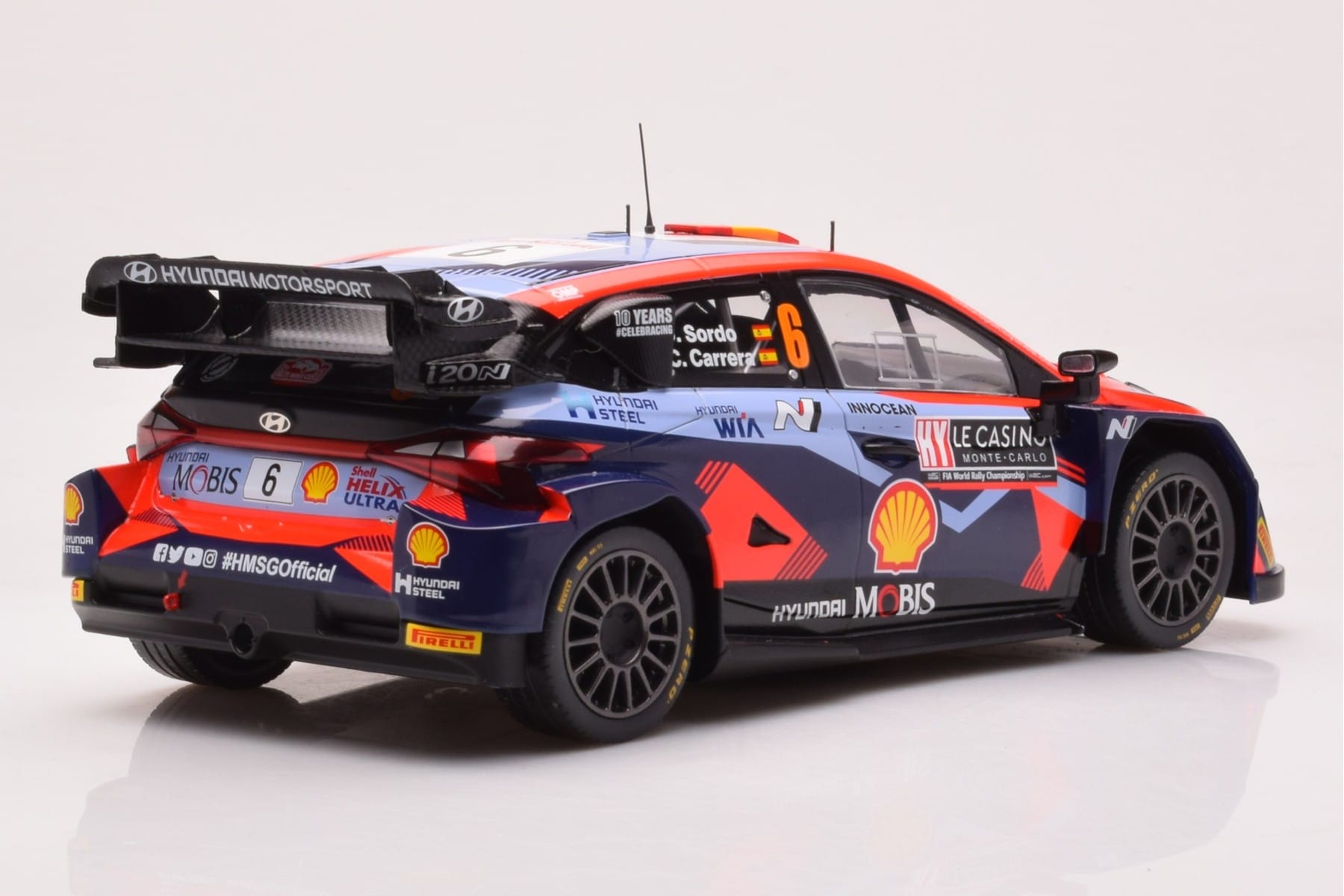 Hyundai i20 N Rally1 #6 D. Sordo / C. Carrera Rally Monte Carlo 2023 IXO 1:18 18RMC153B Diecast — photo 2 of 6