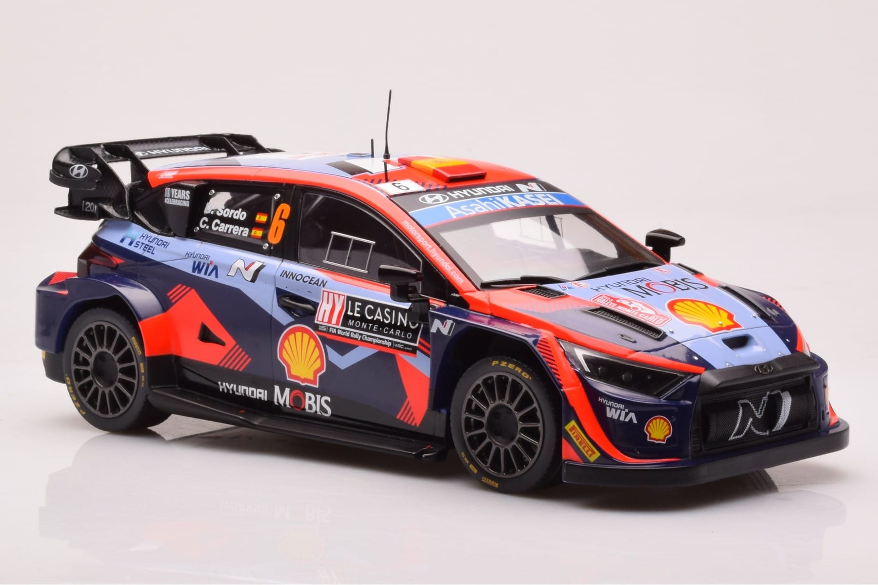 Hyundai i20 N Rally1 #6 D. Sordo / C. Carrera Rally Monte Carlo 2023 IXO 1:18 18RMC153B Diecast — photo 4 of 6