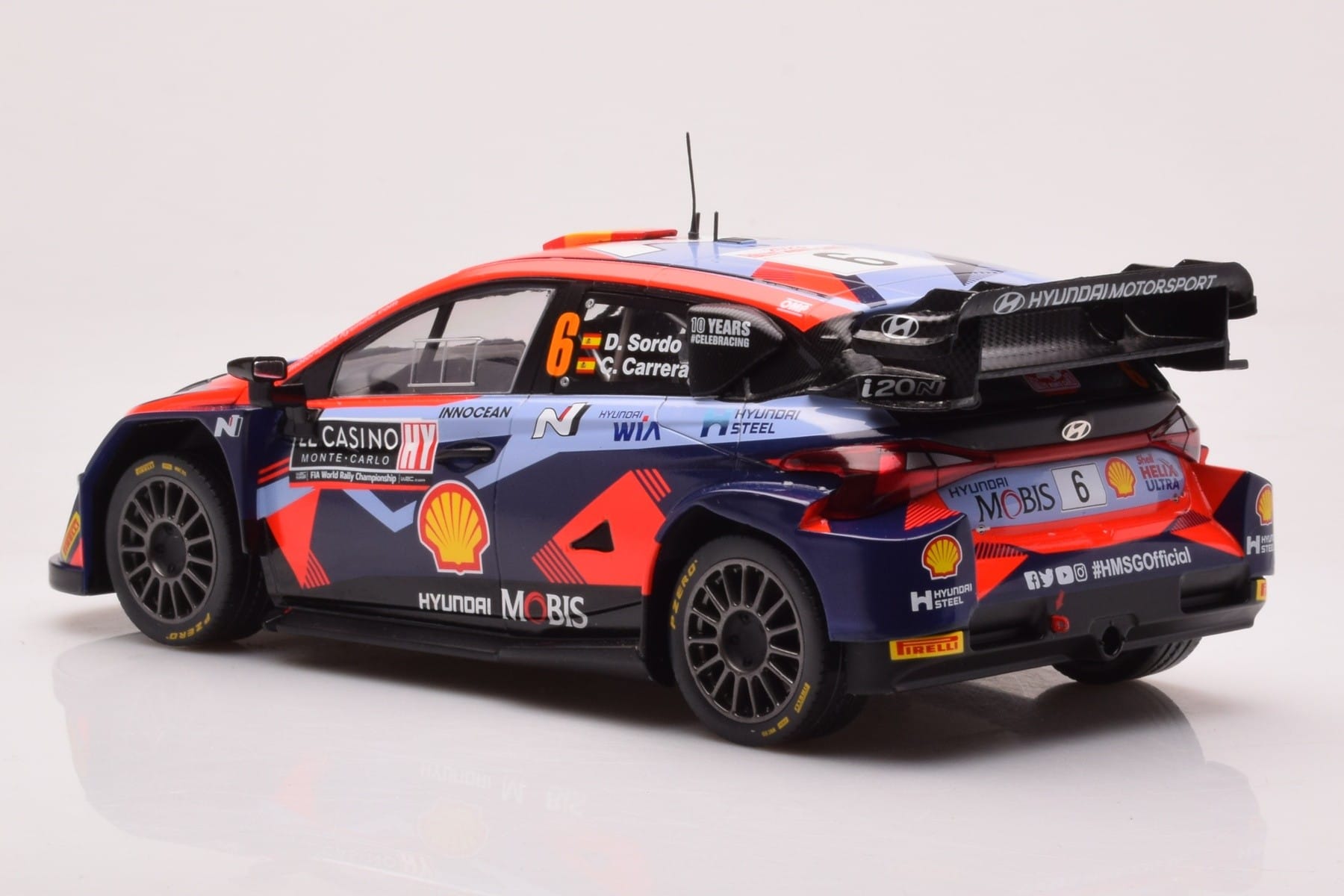 Hyundai i20 N Rally1 #6 D. Sordo / C. Carrera Rally Monte Carlo 2023 IXO 1:18 18RMC153B Diecast — photo 5 of 6