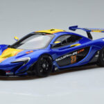McLaren P1 GTR Blue With Yellow Stripes AUTOart 1:18
