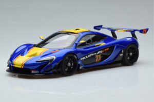 McLaren P1 GTR Blue With Yellow Stripes AUTOart 1:18