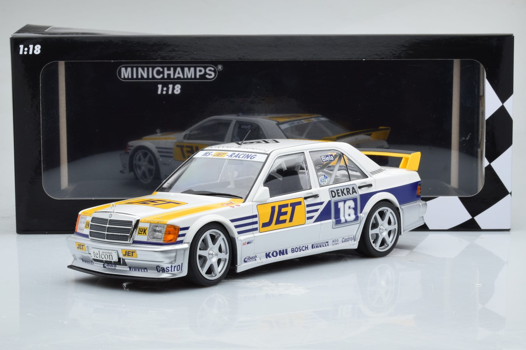 Mercedes 190E 2.5-16 W201 EVO 1 Jet #16 F. Biela Team Ms-Jet Racing DTM 1990 Minichamps 1:18 155903616 Diecast — photo 6 of 6