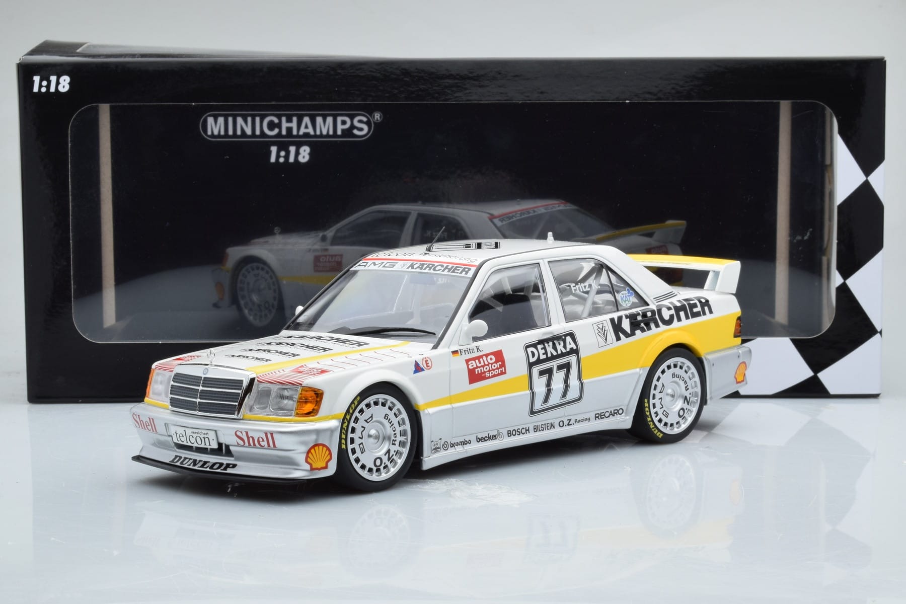 Mercedes 190E 2.5-16 W201 EVO 1 Karcher #77 F. Kreutzpointer Team AMG-Mercedes DTM 1990 Minichamps 1:18 155903677 Diecast — photo 6 of 6