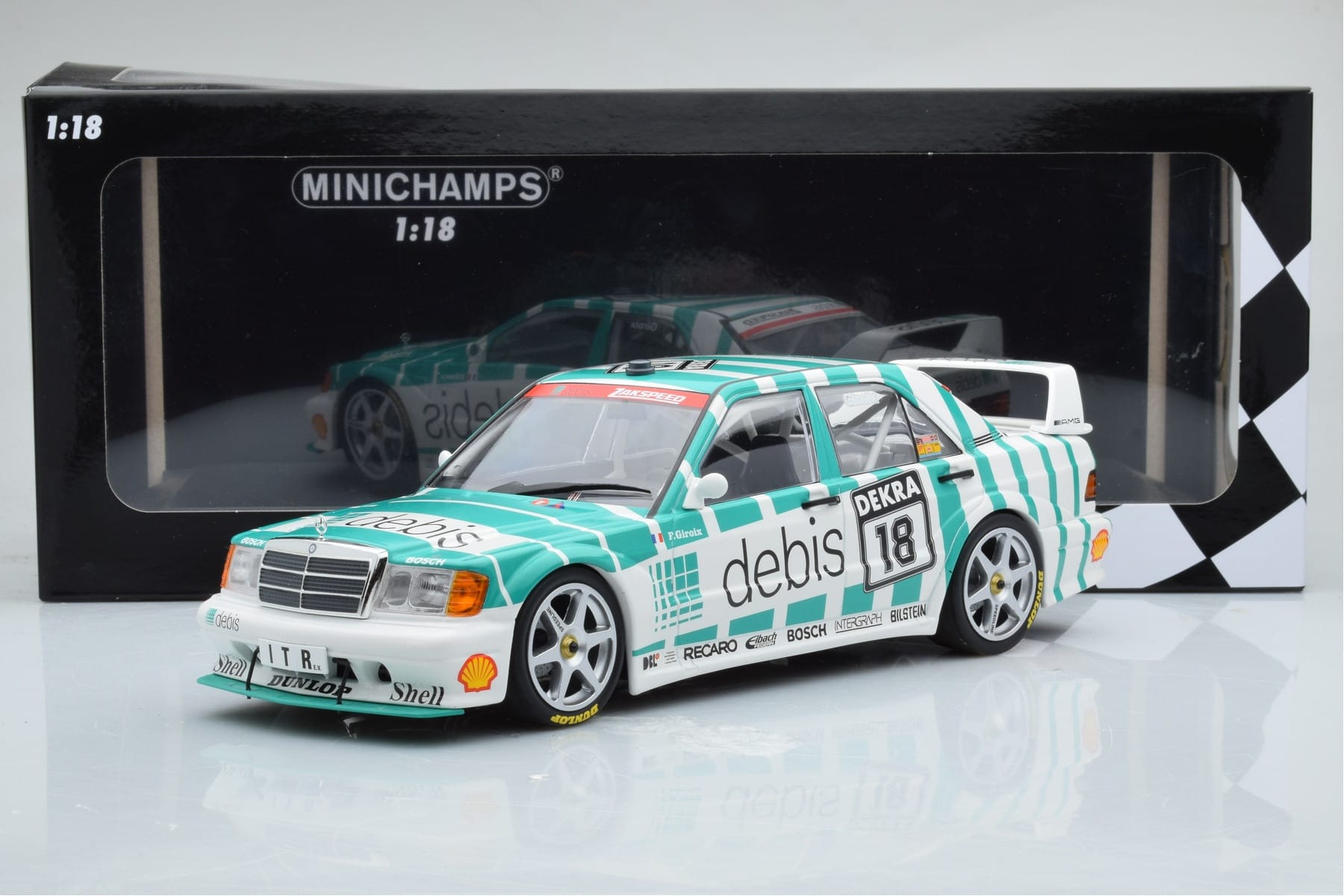 Mercedes 190E 2.5-16 W201 EVO 2 Debis #18 F. Giroix Team Zackspeed DTM 1991 Minichamps 1:18 155913618 Diecast — photo 6 of 6