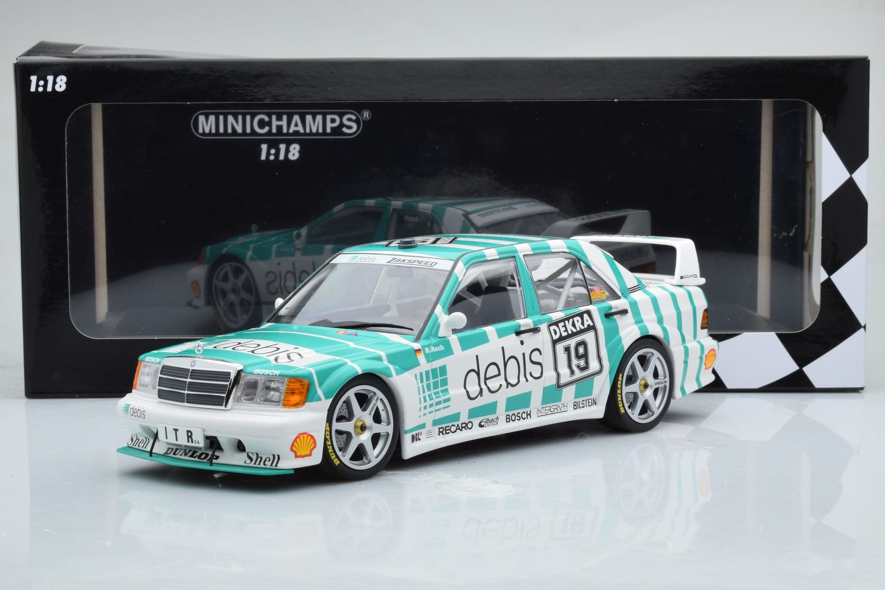 Mercedes 190E 2.5-16 W201 EVO 2 Debis #19 R. Asch Team Zackspeed DTM 1991 Minichamps 1:18 155913619 Diecast — photo 6 of 6