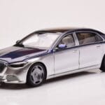 Mercedes Maybach S680 W223 Nautical Blue Cirrus Silver Almost Real 1:18