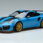 Porsche 911 991.2 GT3 RS Weissach Package Miami Blue Gold Wheels Minichamps 1:18 153068310 Diecast