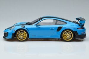 Porsche 911 991.2 GT3 RS Weissach Package Miami Blue Gold Wheels Minichamps 1:18 153068310 Diecast — photo 3 of 6