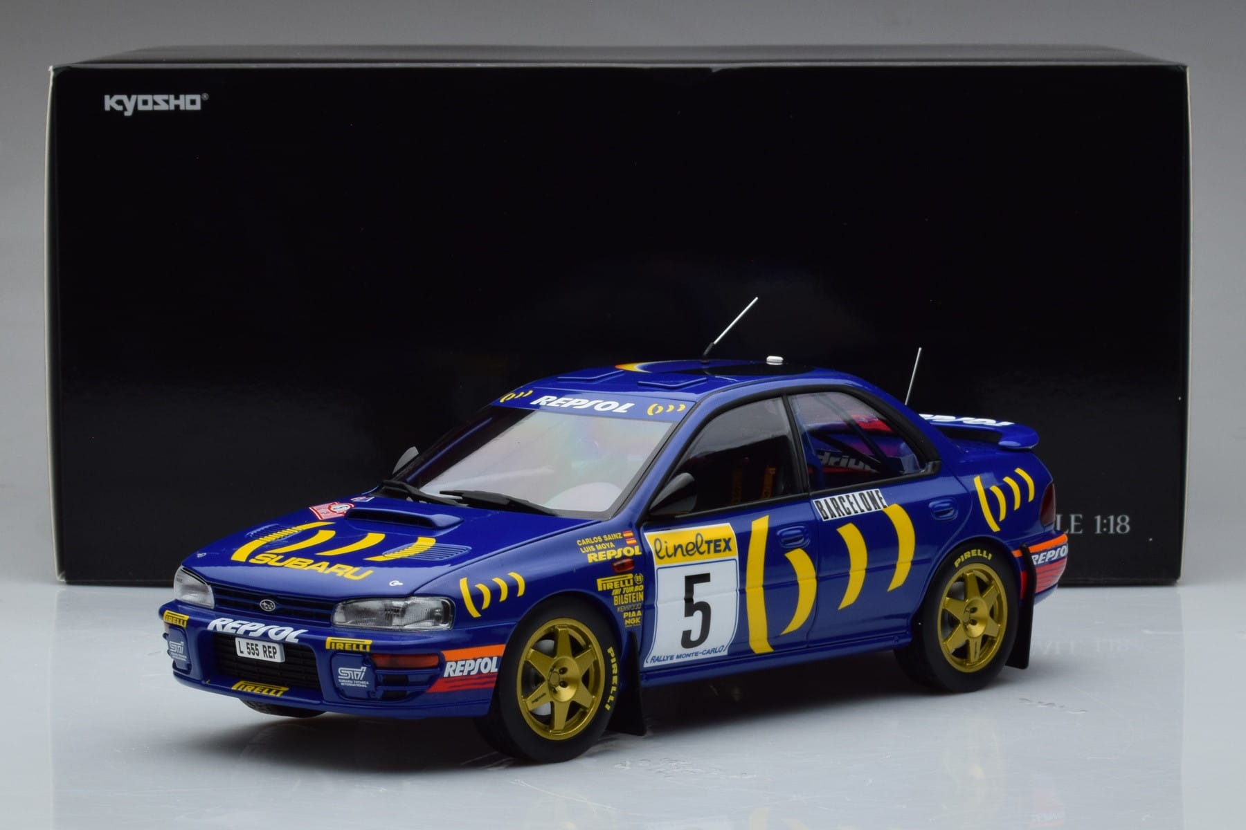 Subaru Impreza #5 C. Sainz / L. Moya 2nd Place Rally Monte Carlo 1995 Kyosho 1:18 08962B Diecast — photo 9 of 9