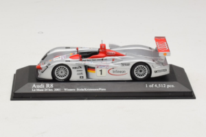 Audi R8 LMP #1 F. Biela / E. Pirro / T. Kristensen 24 Hours of Le Mans Winner 2001 Minichamps 1:43 400011201 Diecast