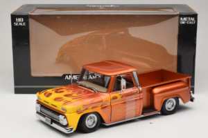 Chevrolet C-10 Stepside Pickup Lowrider Orange with Flame Sun Star 1:18 1392 Diecast — photo 6 of 6