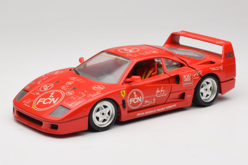 Ferrari F40 Evoluzione FC Nürnberg Special Edition Red Bburago 1:18 3042-FCN Diecast