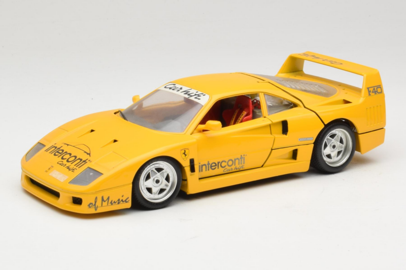 Ferrari F40 Interconti Car HiFi Yellow Bburago 1:18 3032-I1 Diecast