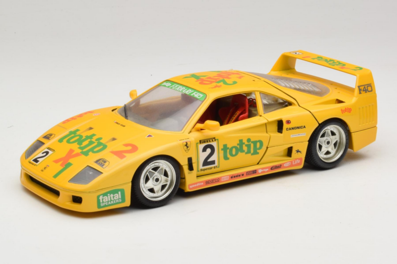 Ferrari F40 Totip Jolly Club #2 Yellow Bburago 1:18 3332-Y1 Diecast