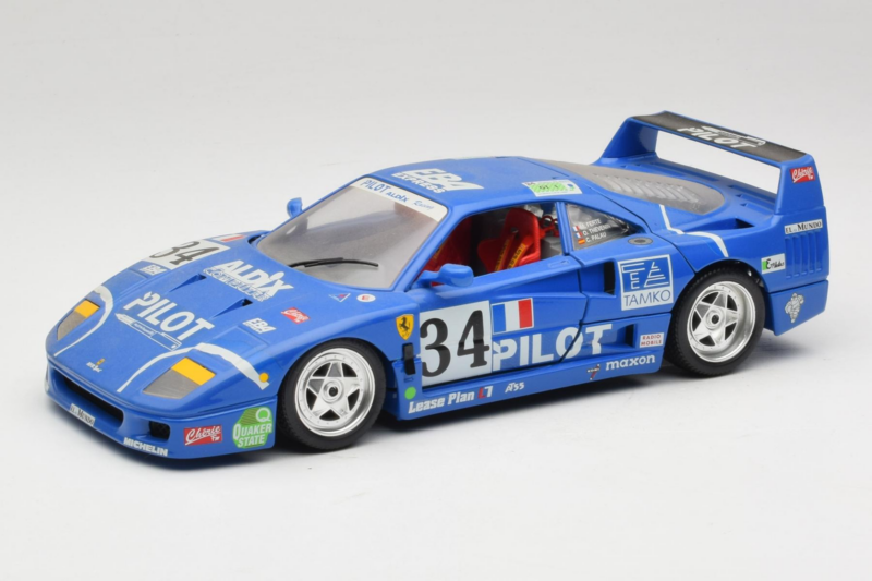 Ferrari F40 #34 M. Ferte / Thavenin / Palau Pilot Blue 1987 Bburago 1:18 3032-B1 Diecast
