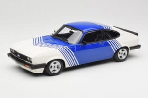 Ford Capri Mk2 3.0 White with Blue Stripes Minichamps 1:18 155788600 Diecast
