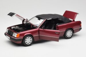 Mercedes 300CE-24 A124 Cabriolet Almandine Red Metallic Norev 1:18 B66040616 Diecast — photo 2 of 8