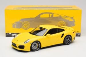 Porsche 911 991 Turbo S Yellow With Silver Wheels Minichamps 1:18 110062322 Diecast — photo 8 of 8