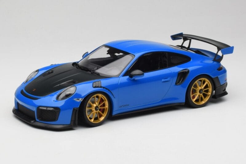 Porsche 911 991.2 GT2 RS Blue With Golden Wheels Minichamps 1:18 155068302 Diecast
