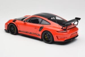 Porsche 911 991.2 GT3 RS Weissach Package Lava Orange Wording Black Magnesium Wheels Minichamps 1:18 153068226 Diecast — photo 5 of 6