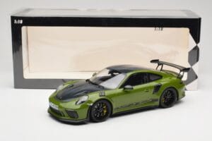 Porsche 911 991.2 GT3 RS Weissach Package Lizard Green Wording & Black Magnesium Wheels Minichamps 1:18 155068232 Diecast — photo 6 of 6
