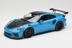 Porsche 911 991.2 GT3 RS Weissach Package Shark Blue Black Magnesium Wheels Minichamps 1:18 153068224 Diecast