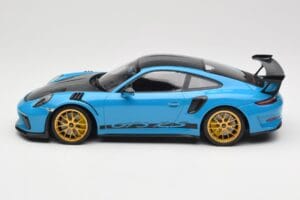 Porsche 911 991.2 GT3 RS Weissach Package Shark Blue Wording Golden Magnesium Wheels Minichamps 1:18 153068237 Diecast — photo 3 of 6