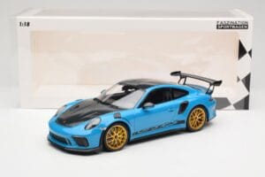 Porsche 911 991.2 GT3 RS Weissach Package Shark Blue Wording Golden Magnesium Wheels Minichamps 1:18 153068237 Diecast — photo 6 of 6