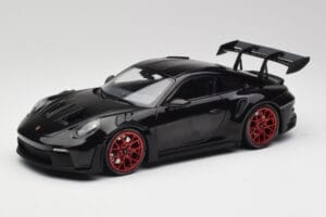 Porsche 911 992 GT3 RS Black & Red Wheels & Black Decor Minichamps 1:18 153062240 Diecast