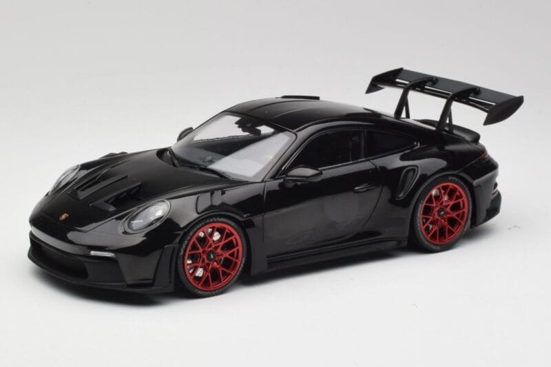 Porsche 911 992 GT3 RS Black & Red Wheels & Black Decor Minichamps 1:18 153062240 Diecast