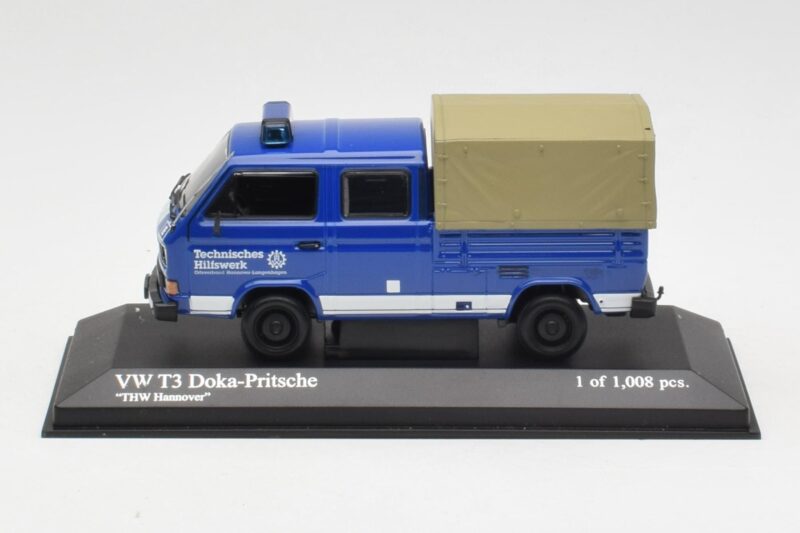 Volkswagen T3 Double Cab Flatbed THW Hannover Minichamps 1:43 400055290 Diecast