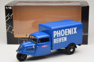 Tempo Hanseat 3-Wheeler Box Van Phoenix Blue Minichamps 1:18 180099040 Diecast — photo 6 of 6