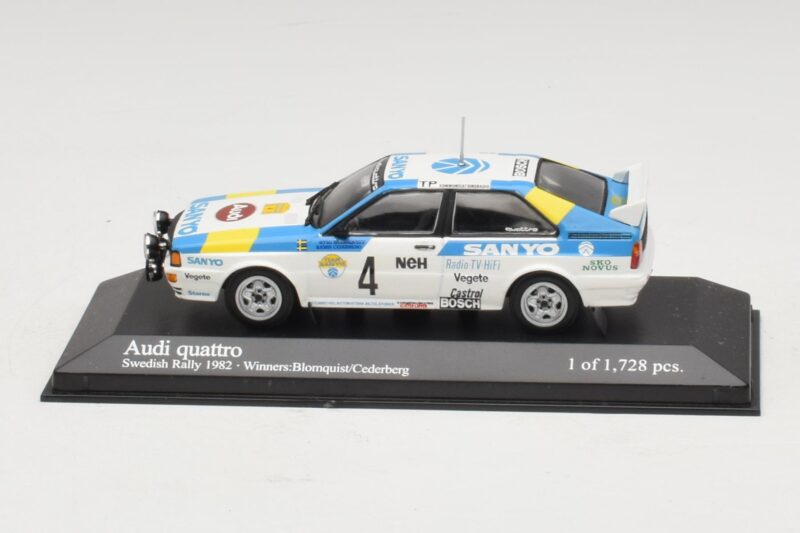 Audi Quattro #4 S. Blomqvist / B. Cederberg Rally Sweden Winner 1982 Minichamps 1:43 430821904 Diecast