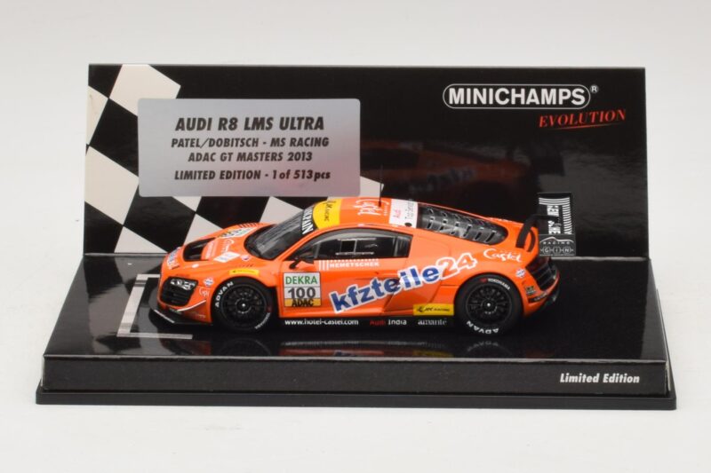 Audi R8 LMS Ultra #100 MS Racing Patel / Dobitsch ADAC GT Masters 2013 Minichamps 1:43 437130100 Diecast