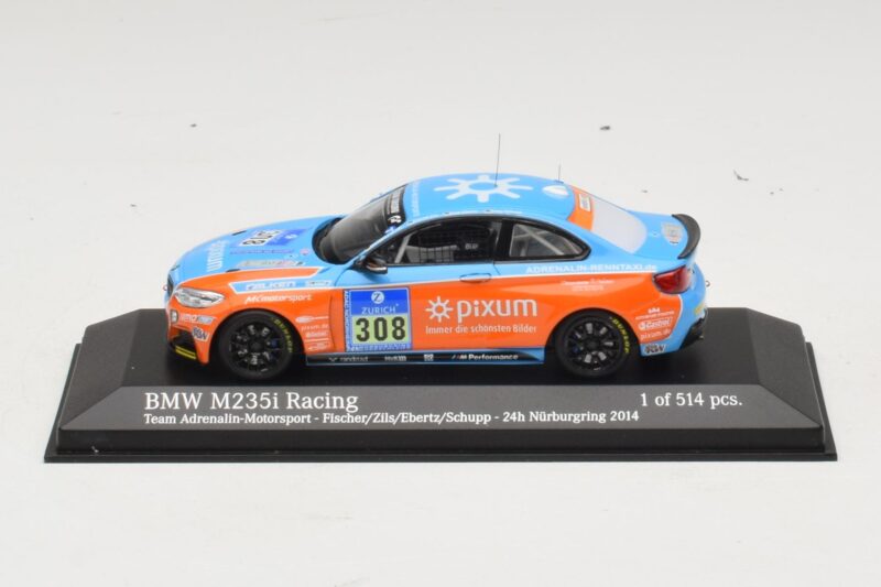 BMW M235i Team Adrenalin #308 Fischer / Zils 24 Hours of Nurburgring 2014 Minichamps 1:43 437142408 Diecast