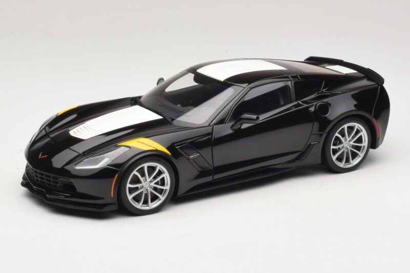 Chevrolet Corvette C7 Grand Sport Black with White Stripes AUTOart 1:18 71273 Composite
