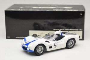 Maserati Tipo 61 #5 S. Moss / D. Gurney Camoradi ADAC 1000km Nurburgring Winner 1960 Minichamps 1:18 100601205 Diecast — photo 8 of 8