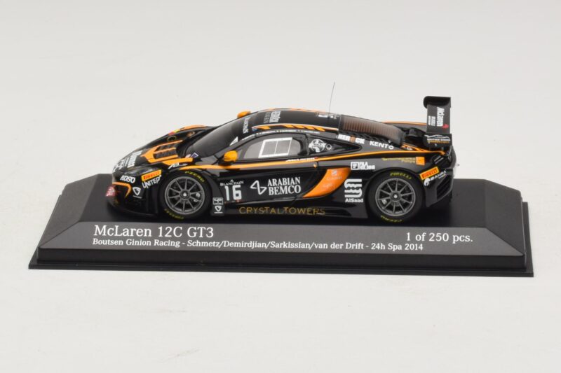 McLaren MP4-12C GT3 #16 Boutsen Racing Schmetz / Demirdjian 24 Hours of Spa 2014 Minichamps 1:43 437141316 Diecast