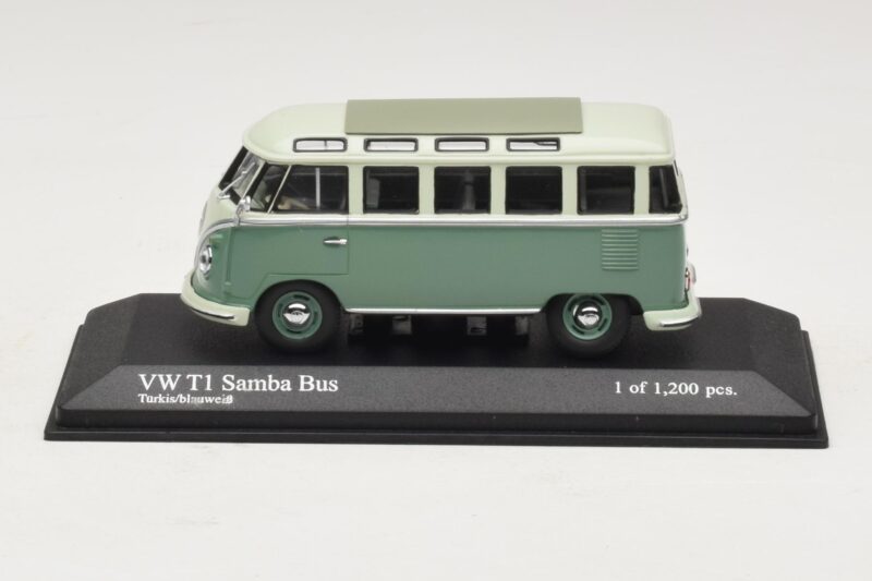 Volkswagen T1 Samba Bus Turquoise Blue White Minichamps 1:43 430052306 Diecast