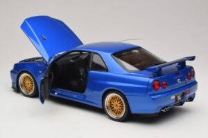 Nissan Skyline GT-R R34 V-Spec II Blue Metallic BBS Wheels KK-Scale 1:12 KKDC120211-2 Diecast — photo 5 of 8