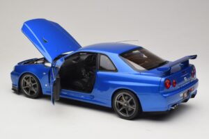Nissan Skyline GT-R R34 V-Spec II Blue Metallic OEM Wheels KK-Scale 1:12 KKDC120211-1 Diecast — photo 5 of 8